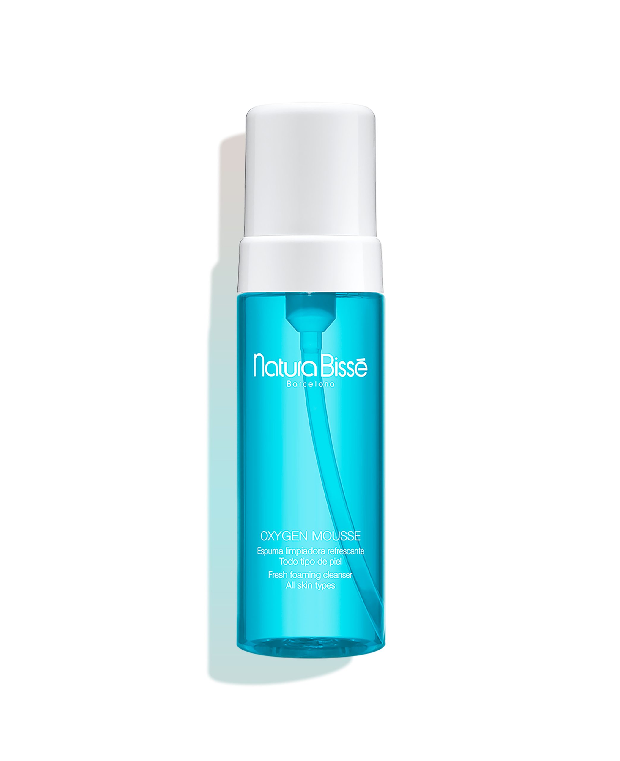 Natura Bissé Oxygen Mousse 150 ml i vit flaska med silverfärgad pump