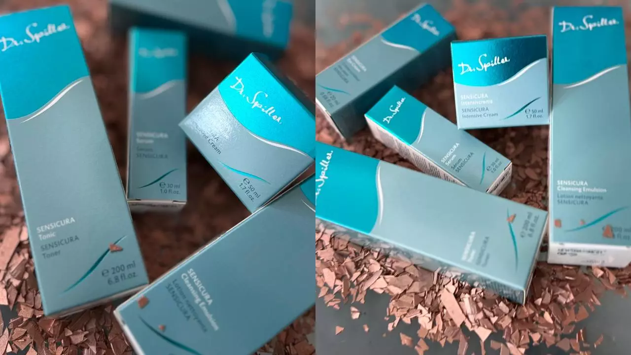 Dr. Spiller SENSICURA Cleansing Emulsion och Moisturizing Complex bredvid en mjuk handduk.